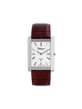 Case Two Tone Gold Plated Stainless Steel Dial White Dial Black Roman Leather Brown