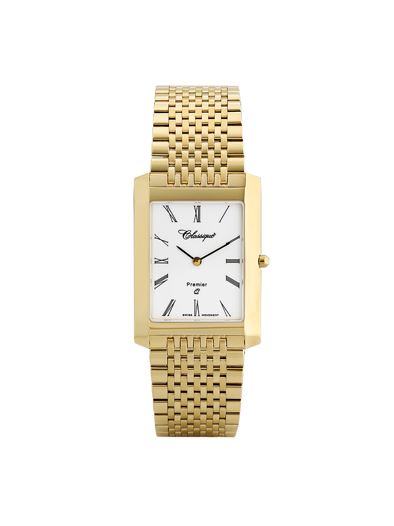 Case Gold Plated Stainless Steel Dial White Dial Black Roman Bracelet