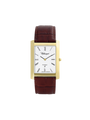 Case Gold Plated Stainless Steel Dial White Dial Black Roman Leather Brown