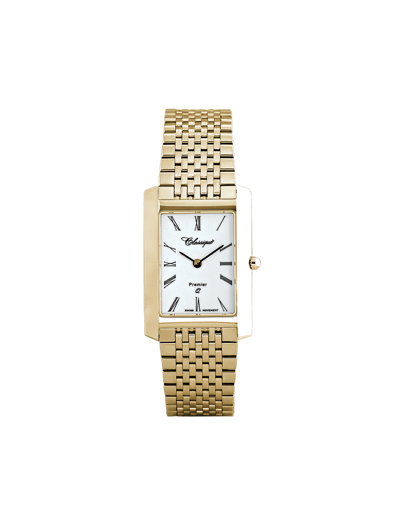 Case Gold Plated Stainless Steel Dial White Dial Black Roman Bracelet