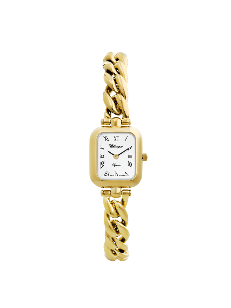 Case Gold Plated Stainless Steel Dial White Dial Black Roman Bracelet