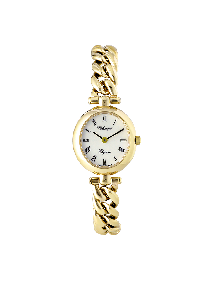Case Gold Plated Stainless Steel Dial White Dial Black Roman Bracelet