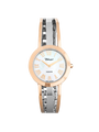 Case Two Tone Rose Gold Plated Stainless Steel Dial Mother of Pearl Dial Rose Roman Half Bangle