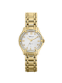 Case Gold Plated Stainless Steel Dial Silver Dial Square Stone Bracelet
