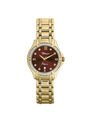 Case Gold Plated Stainless Steel Dial Brown Dial Square Stone Bracelet