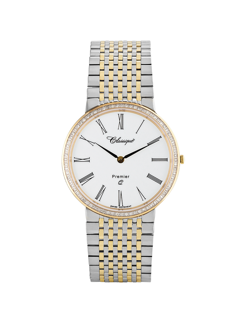 Case Two Tone Gold Plated Stainless Steel Dial White Dial Black Roman Bracelet