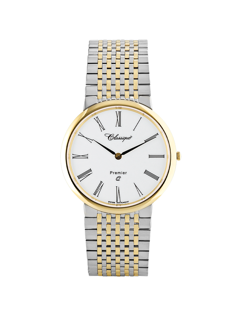 Case Two Tone Gold Plated Stainless Steel Dial White Dial Black Roman Bracelet