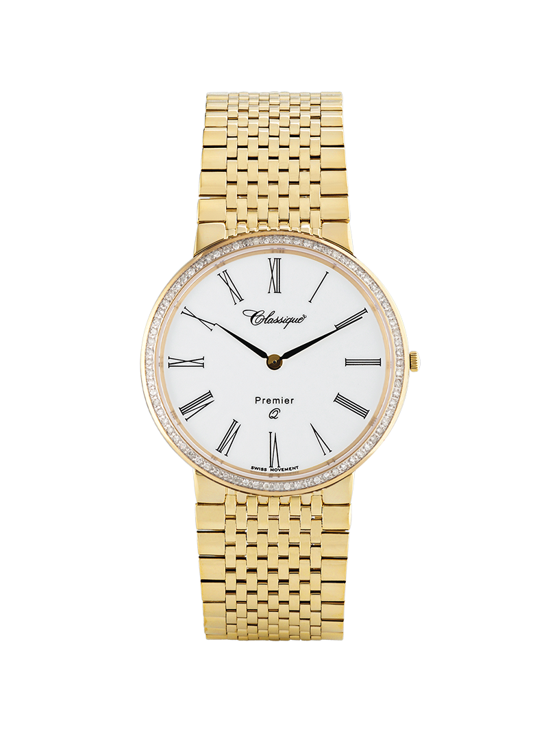 Case Gold Plated Stainless Steel Dial White Dial Black Roman Bracelet