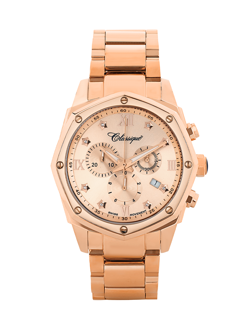 Case Rose Gold Plated Stainless Steel Dial Rose Dial Star Stone Bracelet