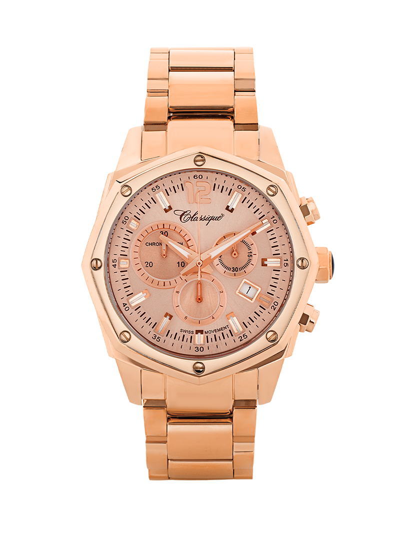 Case Rose Gold Plated Stainless Steel Dial Rose Dial Baton Bracelet