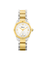 Case Two Tone Gold Plated Stainless Steel Dial Silver Dial Champagne Arabic Bracelet