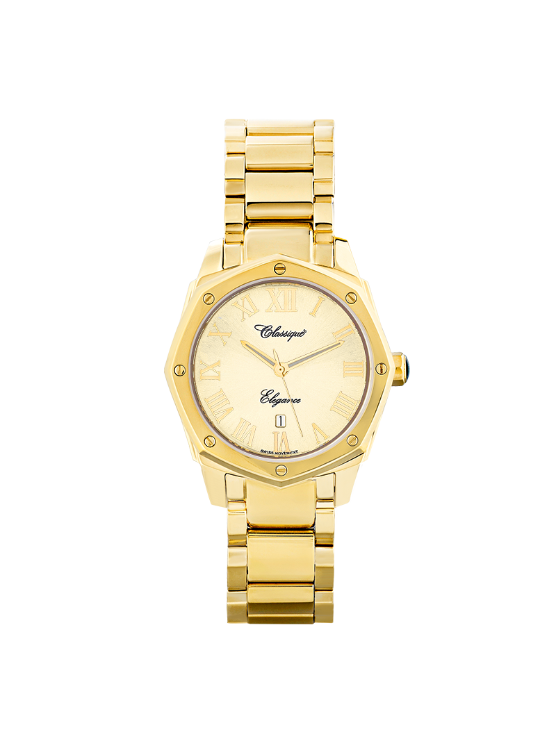 Case Gold Plated Stainless Steel Dial Champagne Dial Champagne Roman Bracelet