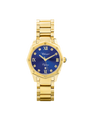 Case Gold Plated Stainless Steel Dial Blue Dial Square Stone Bracelet