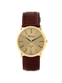 Case Gold Plated Stainless Steel Dial Champagne Dial Black Roman Leather Brown