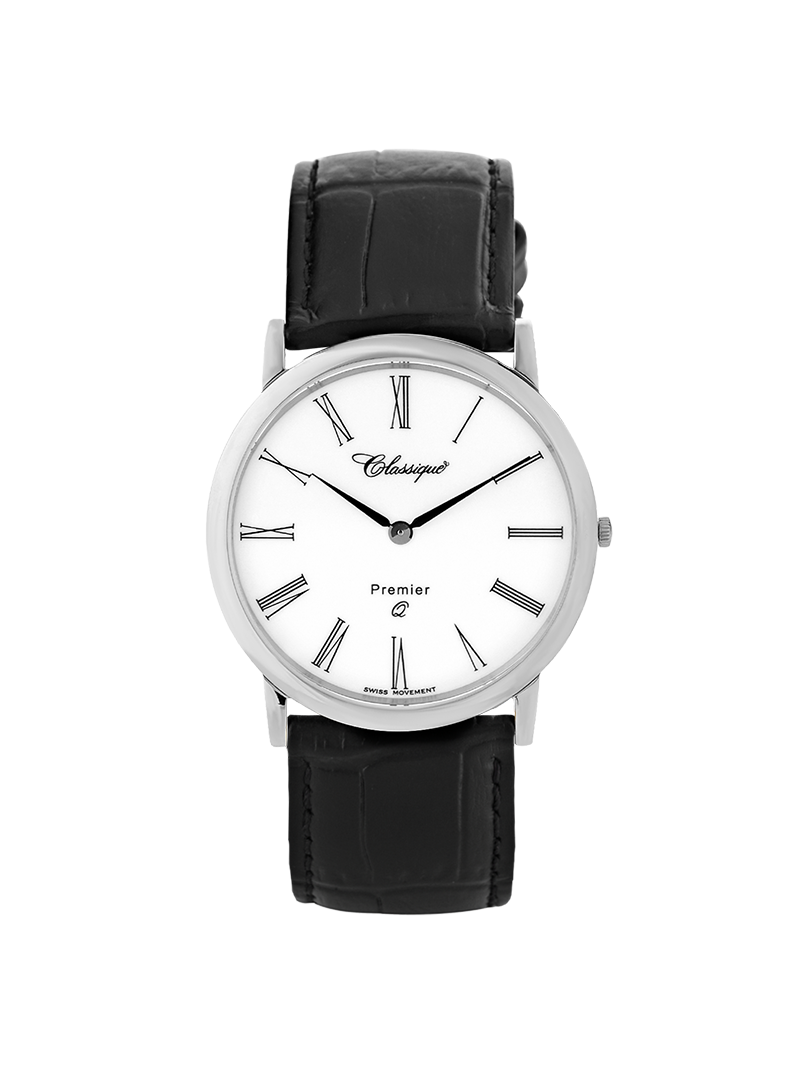 Case Stainless Steel Dial White Dial Black Roman Leather Black