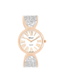 Case Two Tone Rose Gold Plated Stainless Steel Dial White Dial Rose Roman Half Bangle