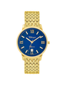 Case Gold Plated Stainless Steel Dial Blue Dial Champagne Roman Bracelet