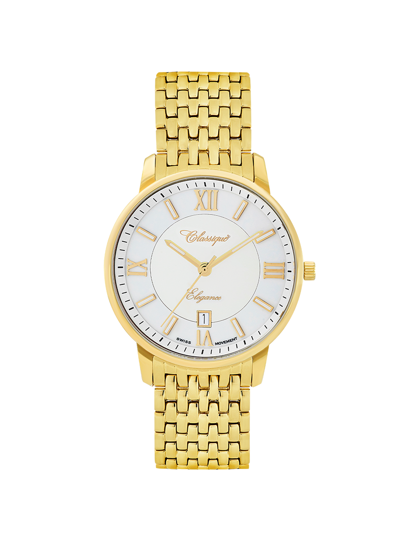 Case Gold Plated Stainless Steel Dial White Dial Champagne Roman Bracelet
