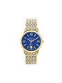 Case Two Tone Gold Plated Stainless Steel Dial Blue Dial Champagne Roman Bracelet