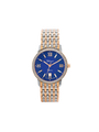 Case Two Tone Rose Gold Plated Stainless Steel Dial Blue Dial Rose Roman Bracelet