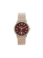 Case Two Tone Rose Gold Plated Stainless Steel Dial Brown Dial Rose Roman Bracelet