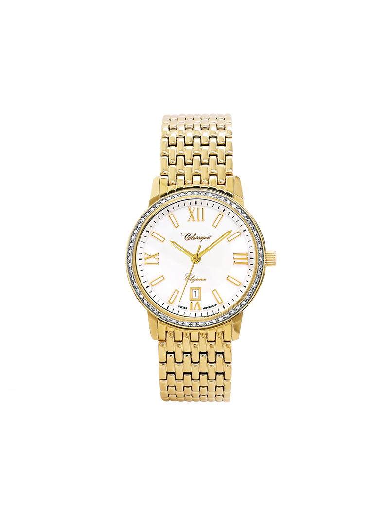 Case Gold Plated Stainless Steel Dial White Dial Champagne Roman Bracelet