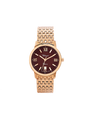Case Rose Gold Plated Stainless Steel Dial Brown Dial Rose Roman Bracelet
