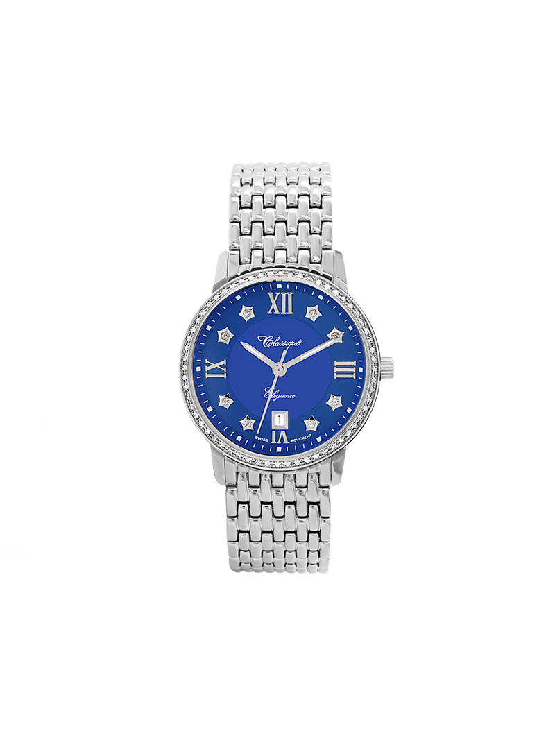 Case Stainless Steel Dial Blue Dial Star Stone Bracelet