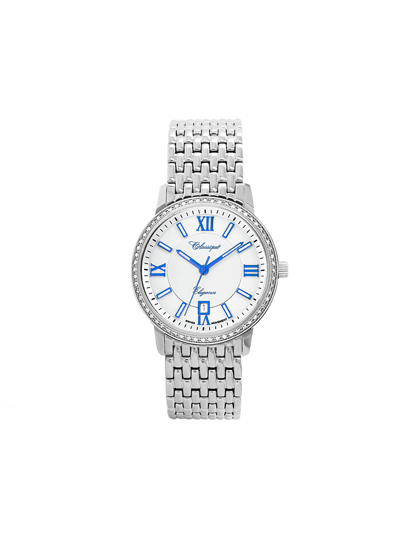 Case Stainless Steel Dial White Dial Blue Roman Bracelet