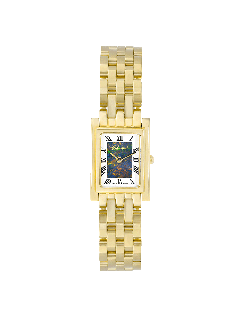 Case Gold Plated Stainless Steel Dial Opal Dial Black Roman Bracelet