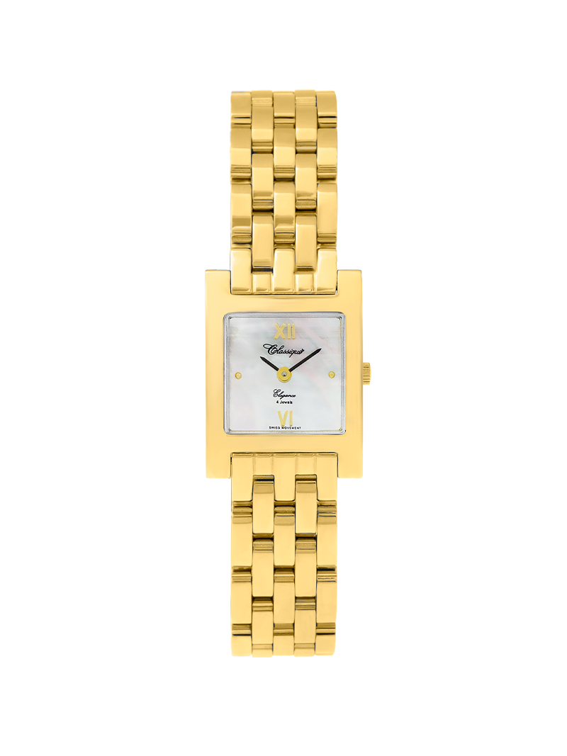 Case Gold Plated Stainless Steel Dial Mother of Pearl Dial Champagne Roman Bracelet
