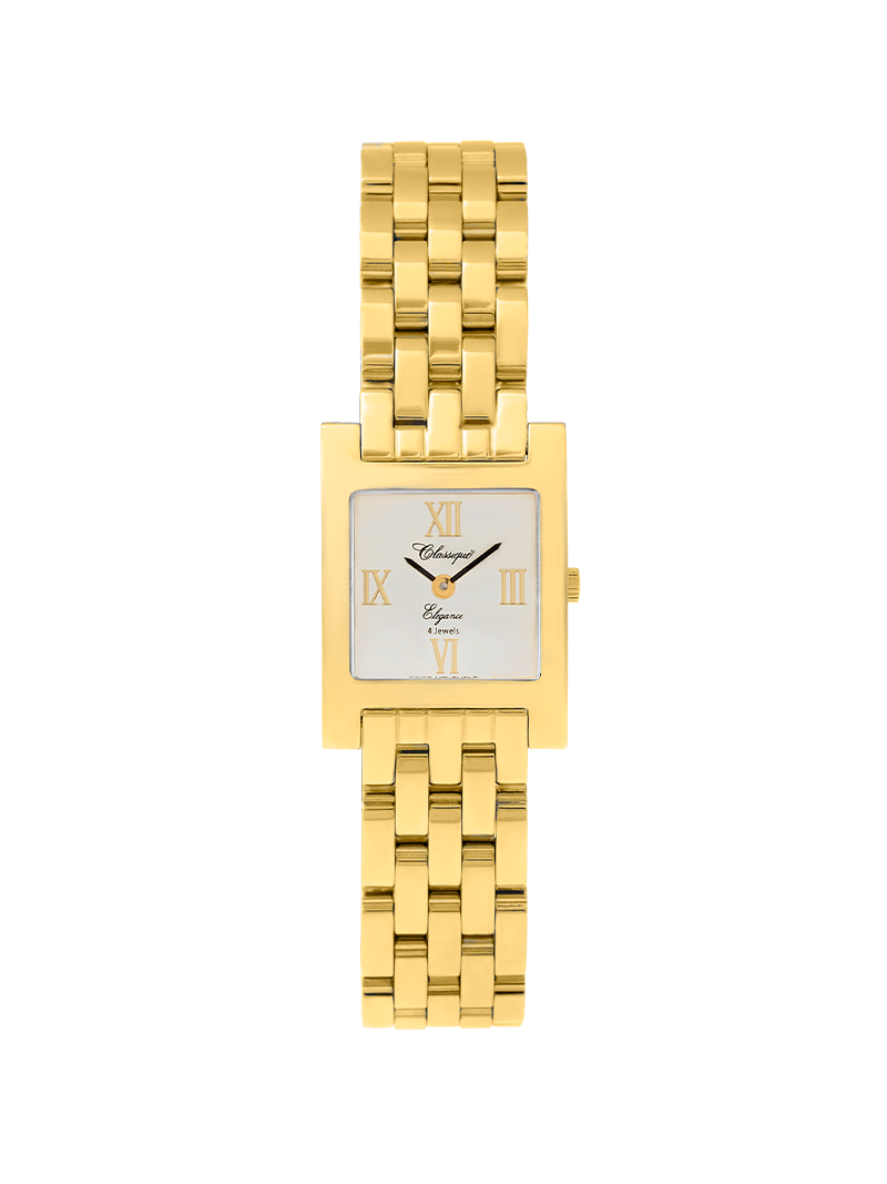 Case Gold Plated Stainless Steel Dial Silver Dial Champagne Roman Bracelet