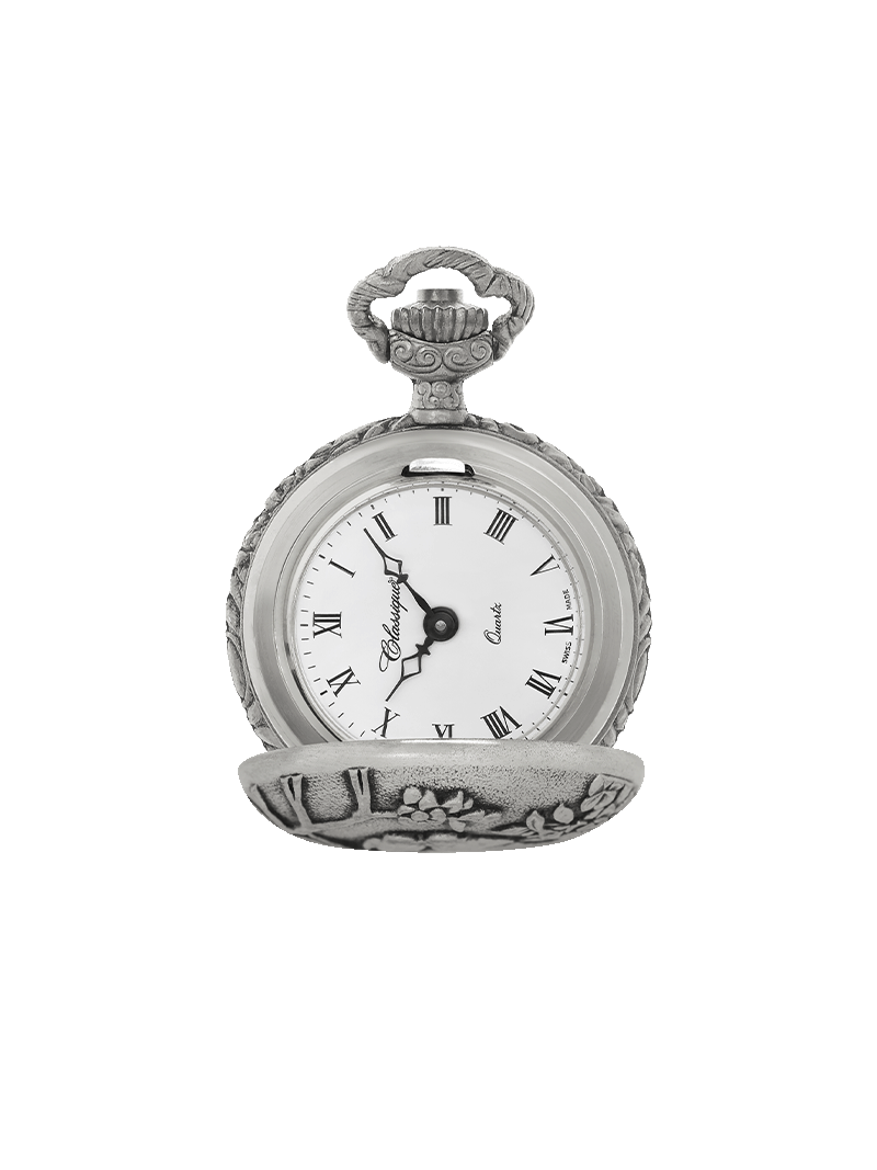 Case Antique Silver Tone Dial White Dial Roman 