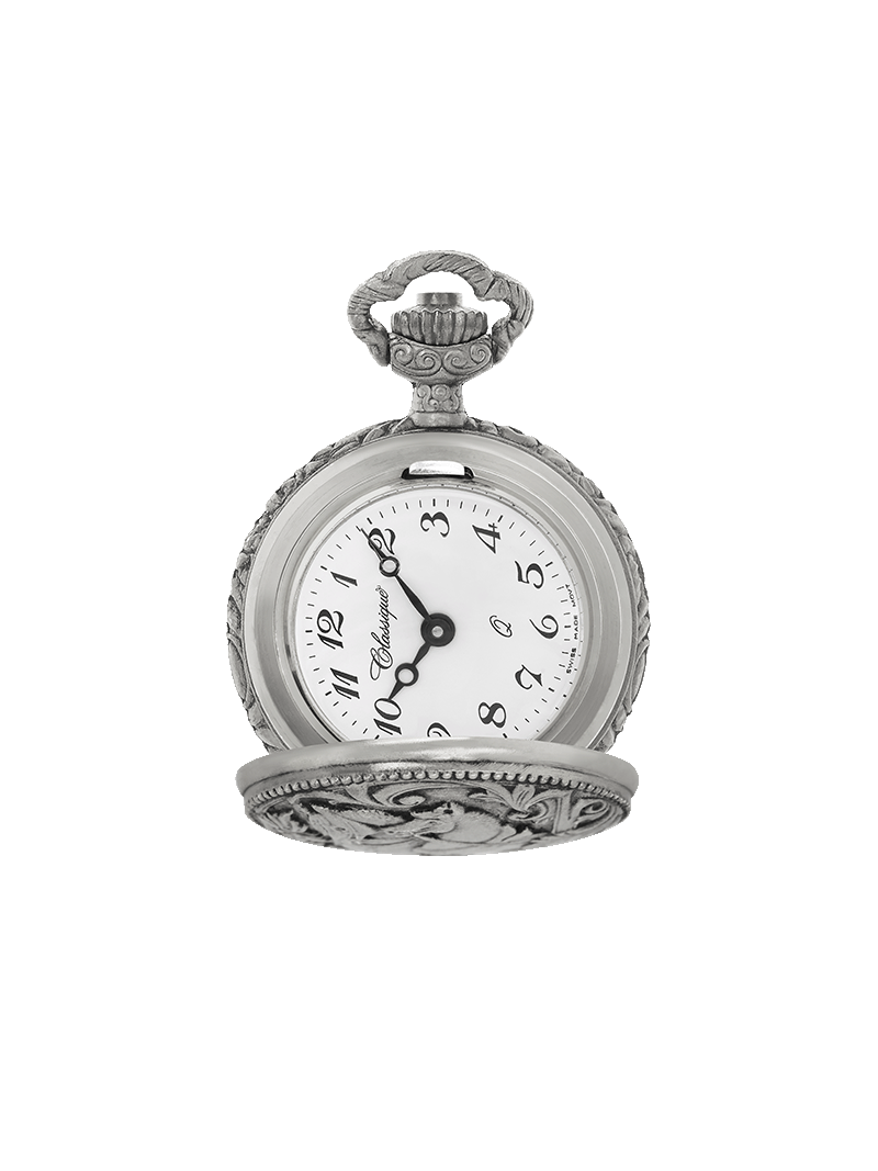 Case Antique Silver Tone Dial White Dial Black Arabic 
