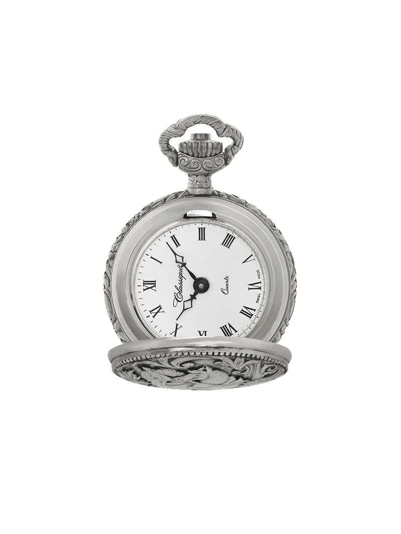 Case Antique Silver Tone Dial White Dial Black Roman 