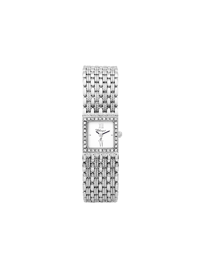 Case 14ct White Gold Dial Silver Dial Black Roman Bracelet