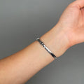 Case Rhodium Plated Stainless Steel Dial Blue Dial Stone Half Bangle