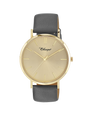 Case Gold Plated Stainless Steel Dial Champagne Dial Baton Quick Release Leather Dark Grey