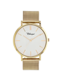Case Gold Plated Stainless Steel Dial White Dial Baton Quick Release Mesh Band