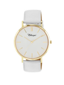 Case Gold Plated Stainless Steel Dial White Dial Baton Quick Release Leather White