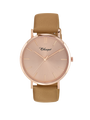 Case Rose Gold Plated Stainless Steel Dial Rose Dial Baton Quick Release Leather Camel