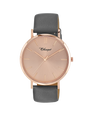 Case Rose Gold Plated Stainless Steel Dial Rose Dial Baton Quick Release Leather Dark Grey