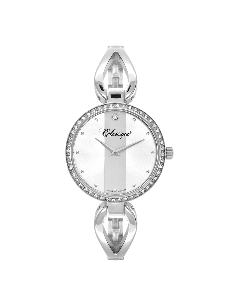 Case Stainless Steel Dial Silver Dial Round Half Bangle