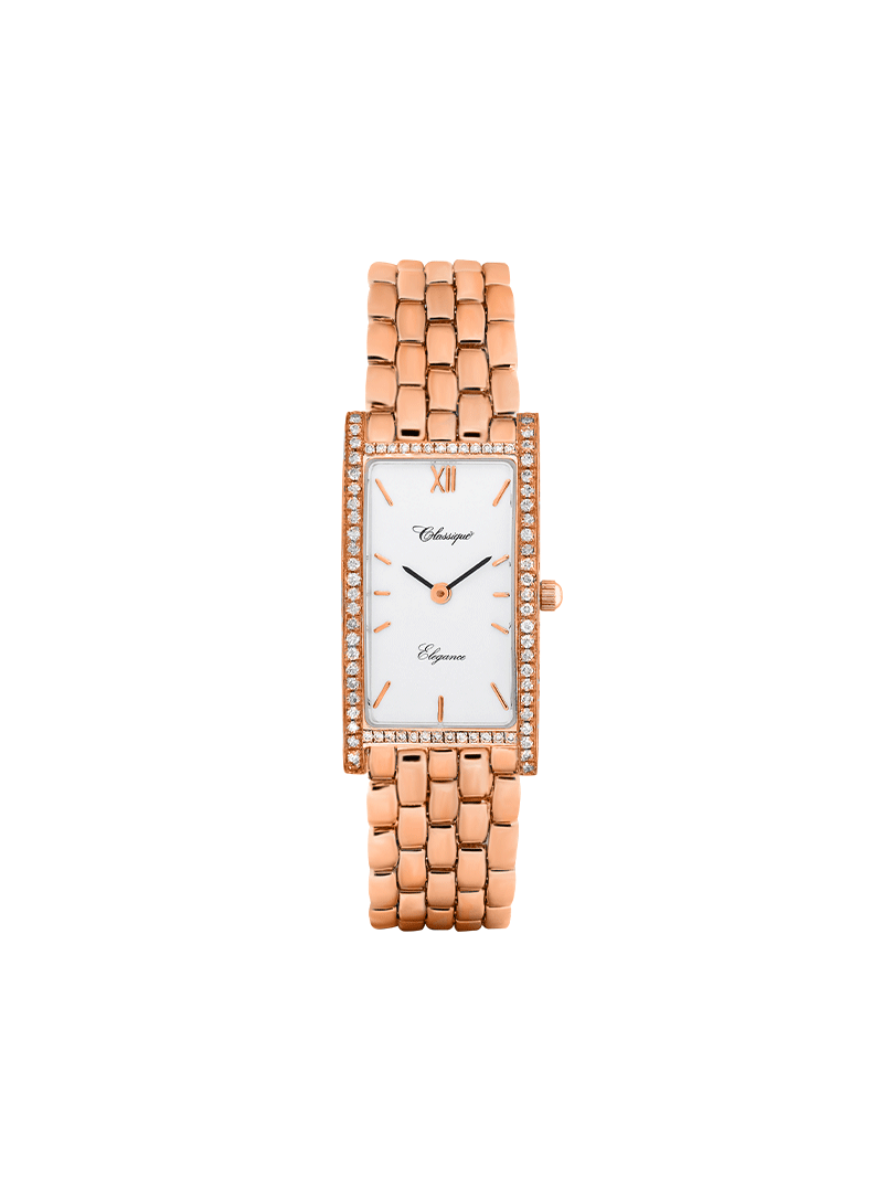 Case 14ct Rose Gold Dial White Dial Rose Roman Bracelet
