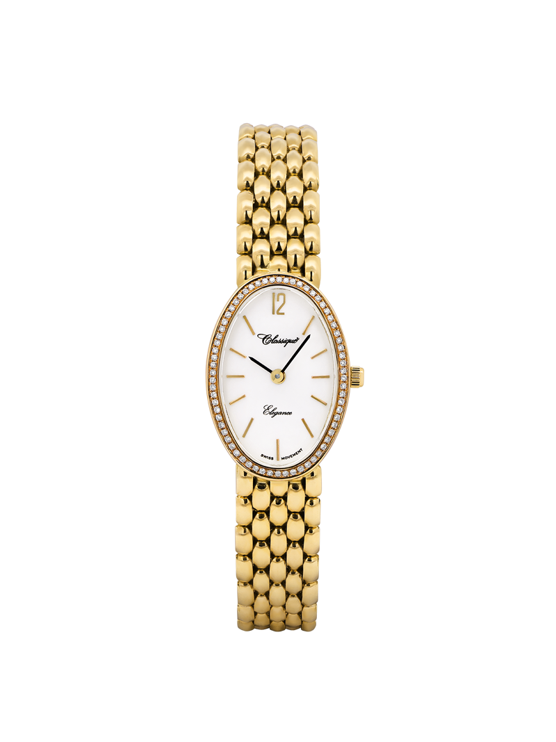 Case 14ct Gold Dial White Dial Champagne Arabic Bracelet
