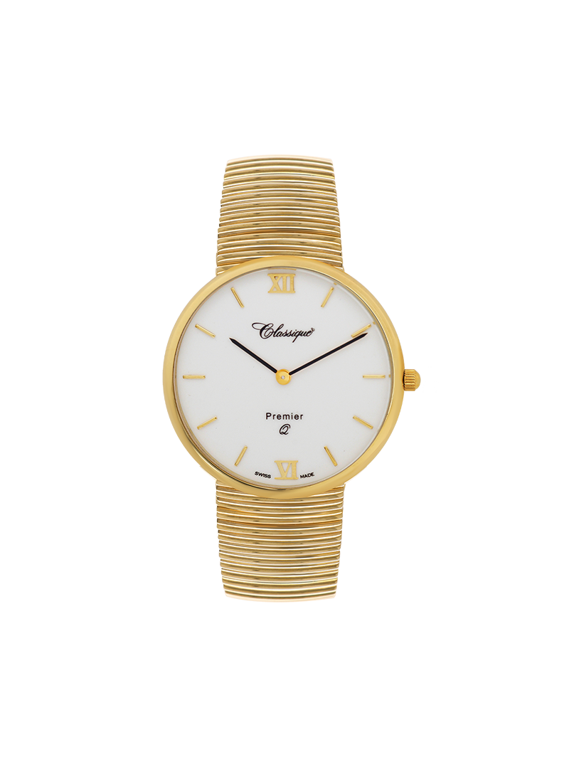 Case 14ct Gold Dial White Dial Champagne Roman Bracelet