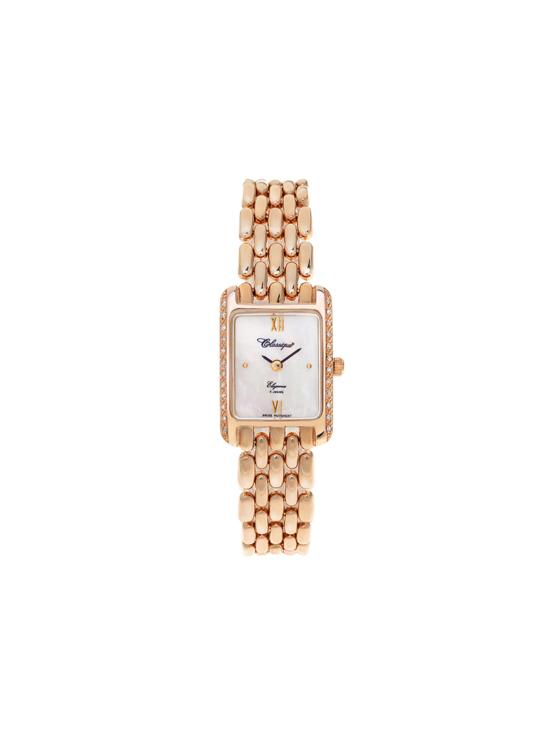 Case 9ct Rose Gold Dial Mother of Pearl Dial Rose Roman Bracelet