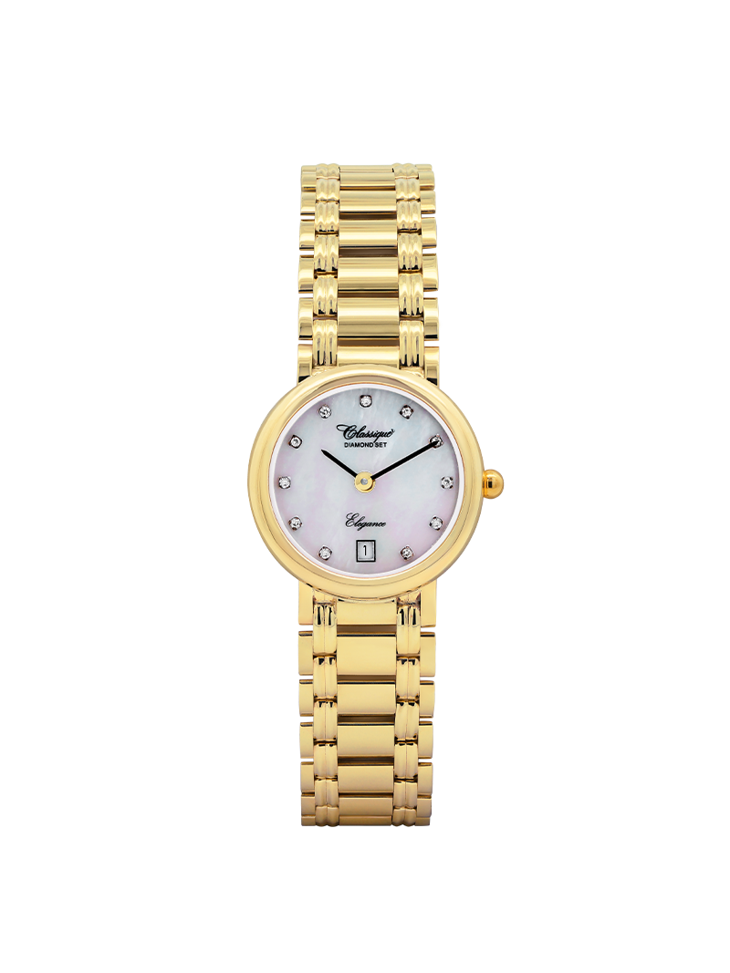 Case 9ct Gold Dial Mother of Pearl Dial Diamond Bracelet