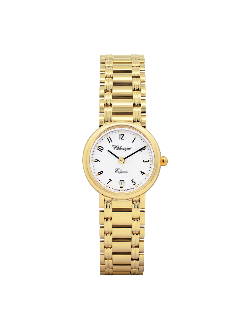 Case 9ct Gold Dial White Dial Black Arabic Bracelet