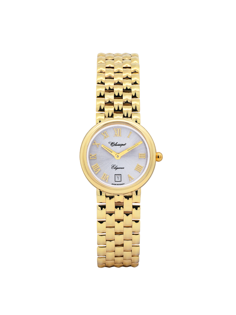 Case 9ct Gold Dial Silver Dial Champagne Roman Bracelet